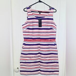 Tommy Hilfiger Striped Midi Dress in Red, Blue, and White